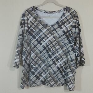 Studio Works Soft Cotton Checkered Tee 1X